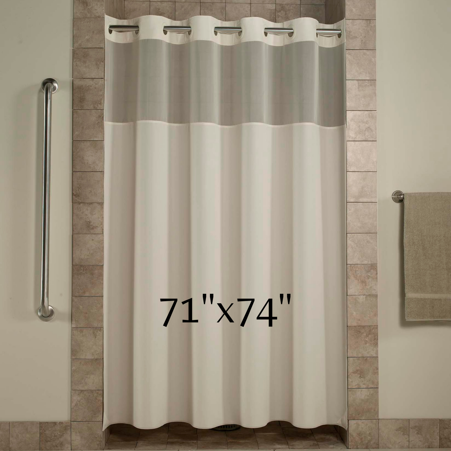 Mystery Beige 71x74" Hookless Shower Curtain