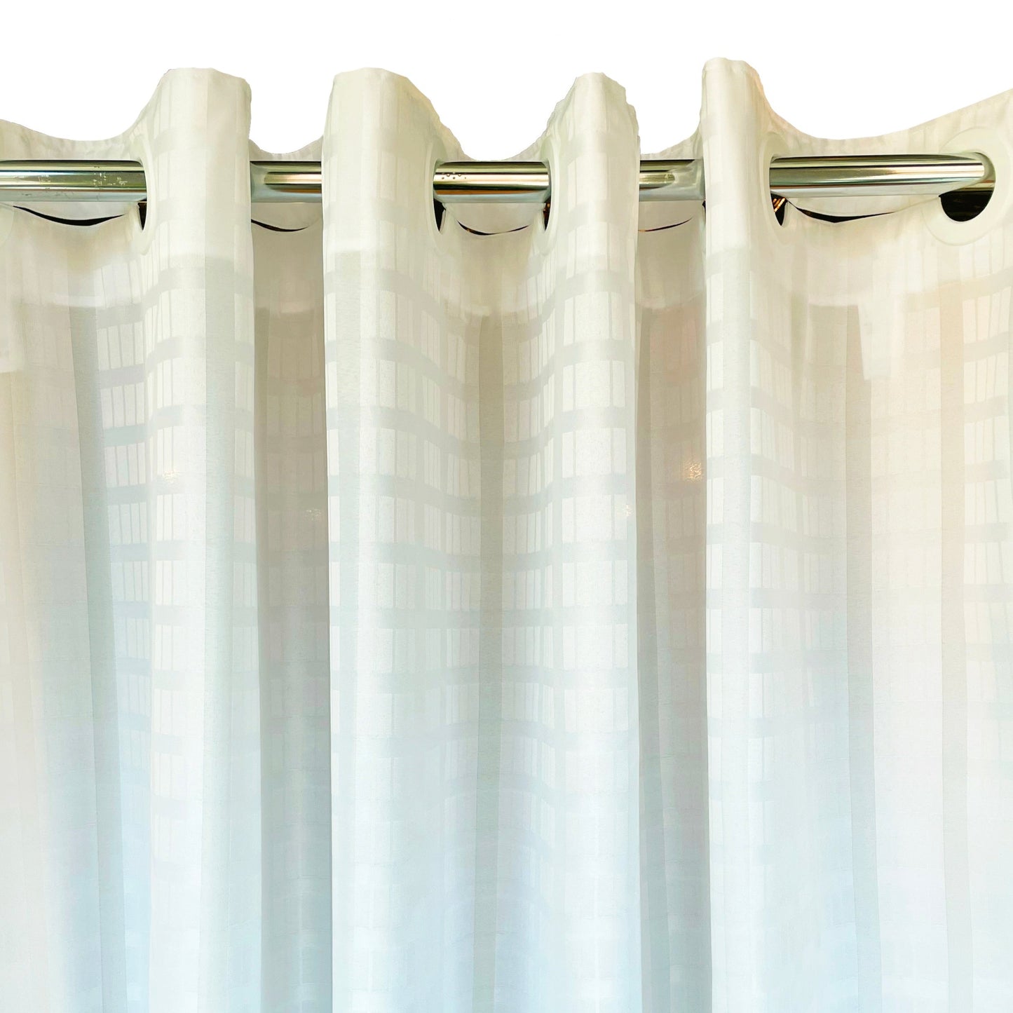 Litchfield Beige 71x74" Hookless Shower Curtain