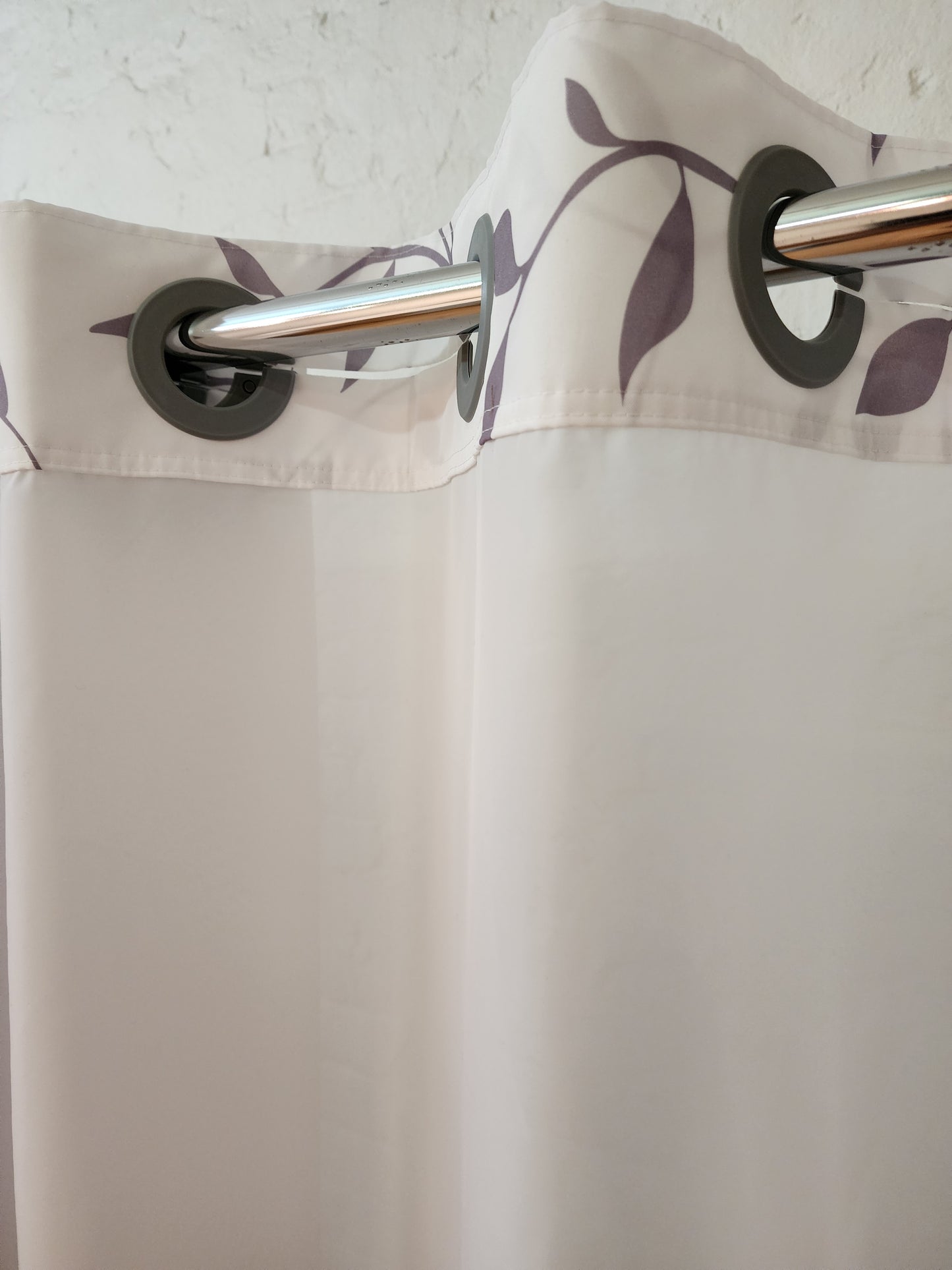 Foliage Gray with Window 71x106" Hookless Shower Curtain