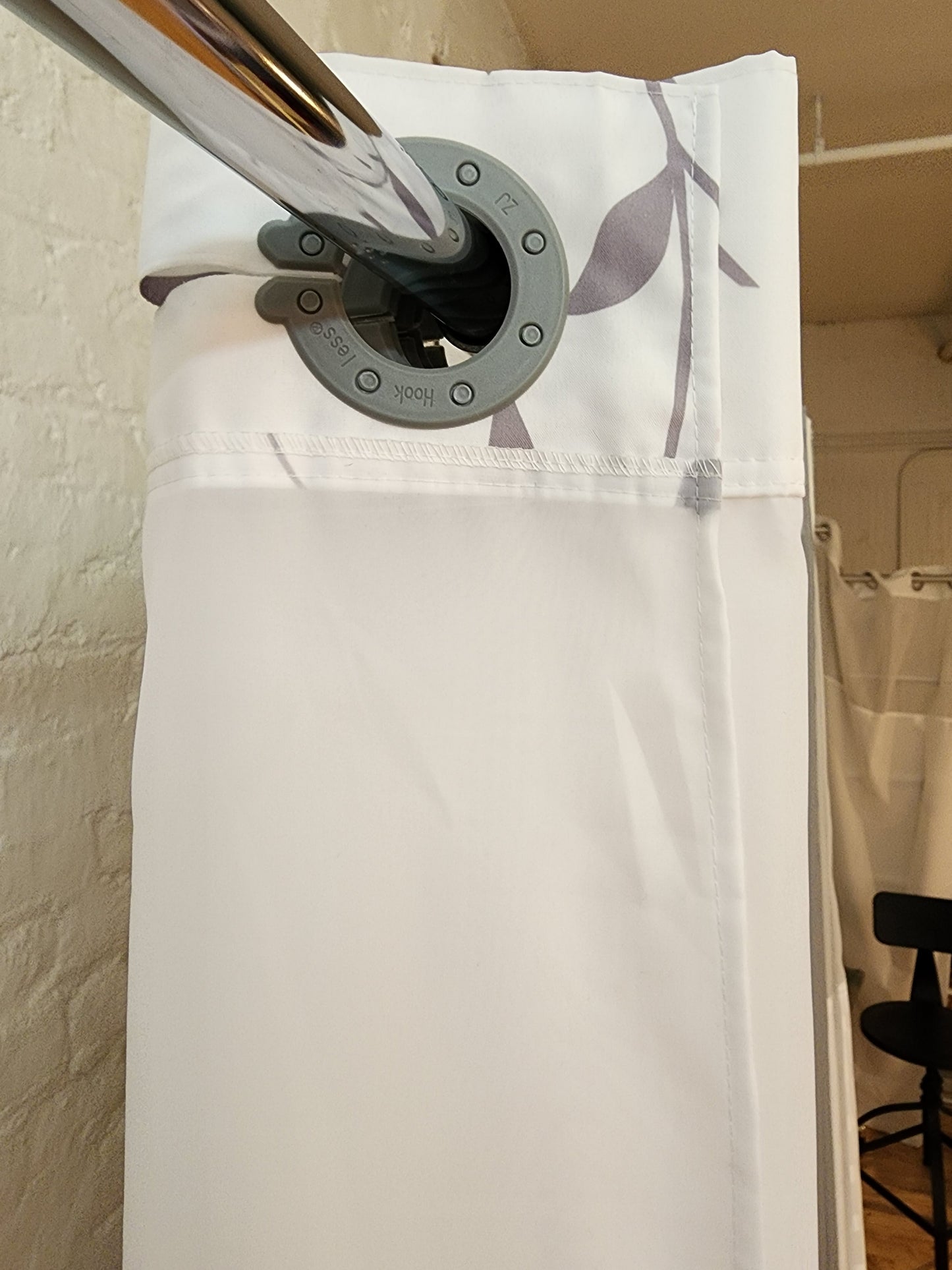Foliage Gray with Window 71x106" Hookless Shower Curtain