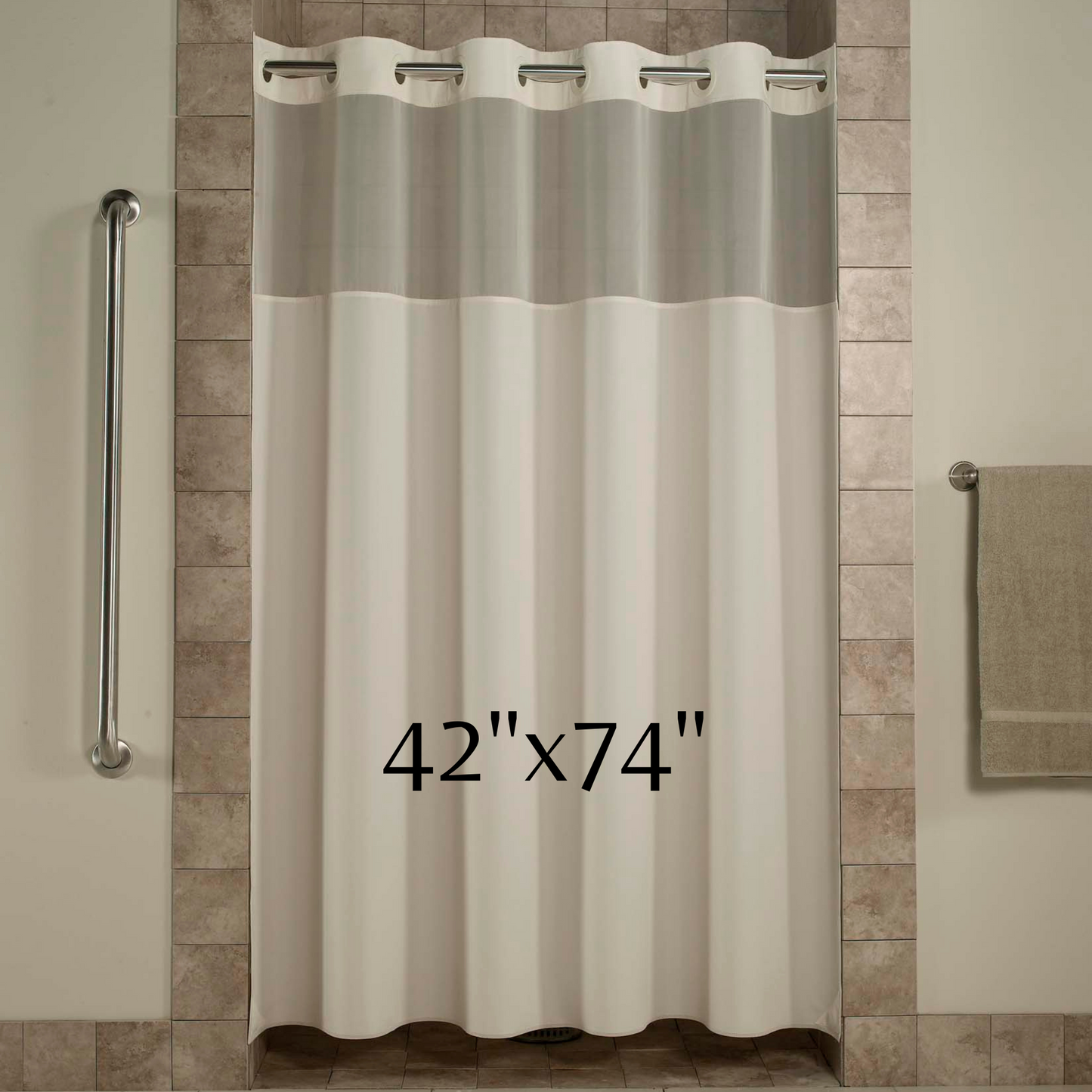 Mystery Beige 42x74" Hookless Shower Curtain