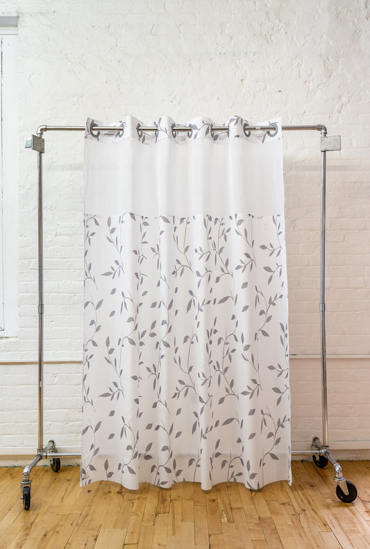 Foliage Gray with Window 42x74" Hookless Shower Curtain