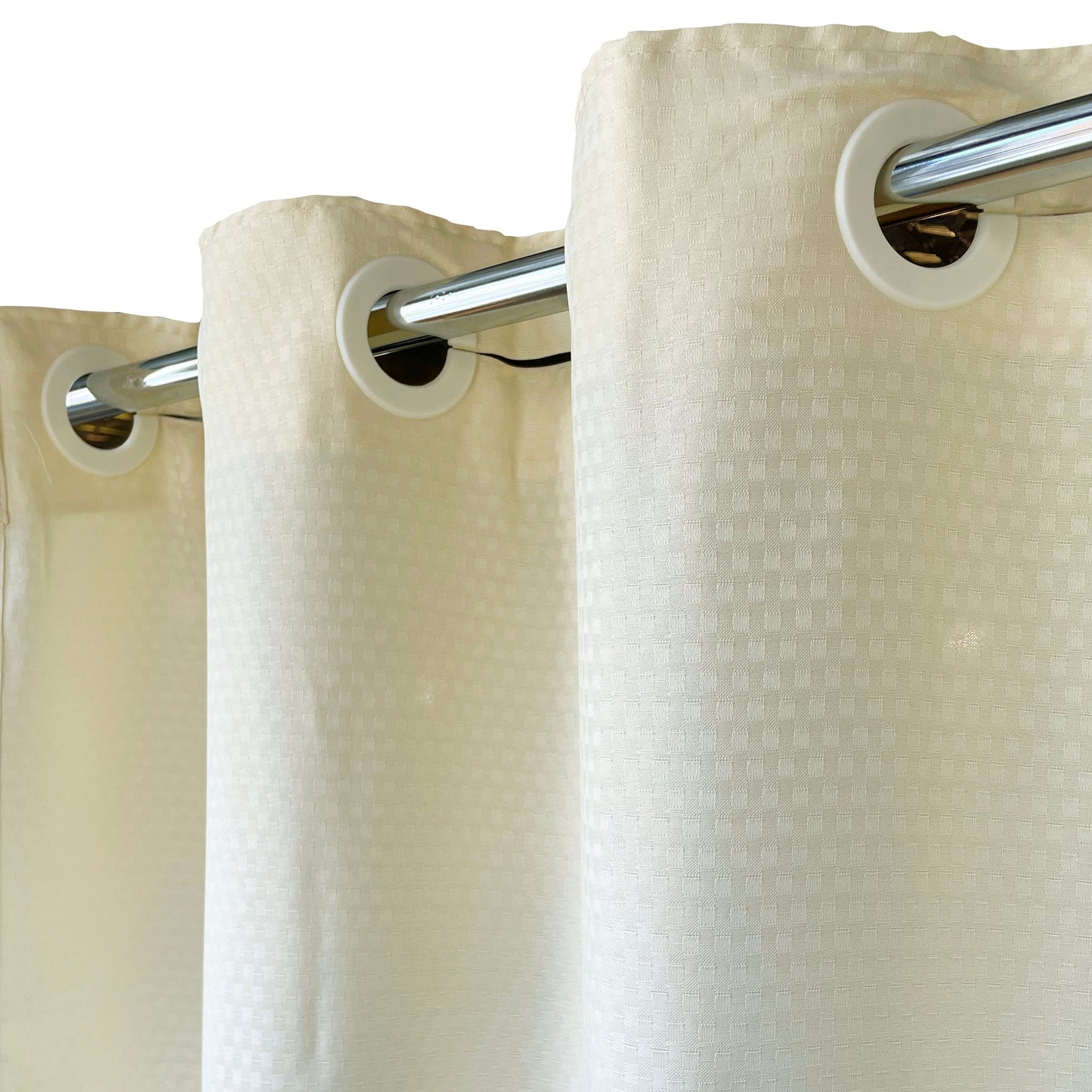 Mini Squares Beige 42x74" Fire Retardant Hookless Shower Curtain