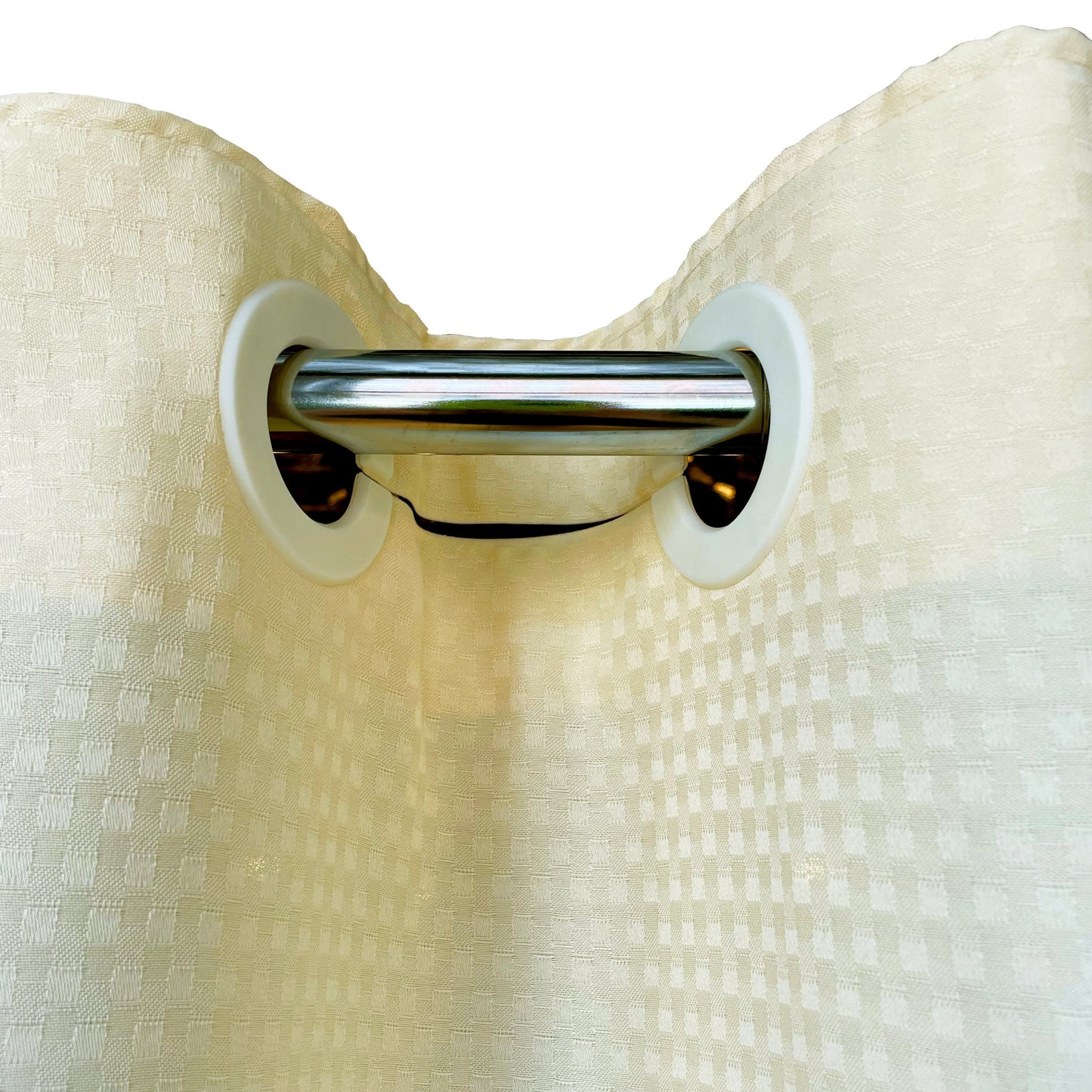 Mini Squares Beige 71x74" Fire Retardant Hookless Shower Curtain