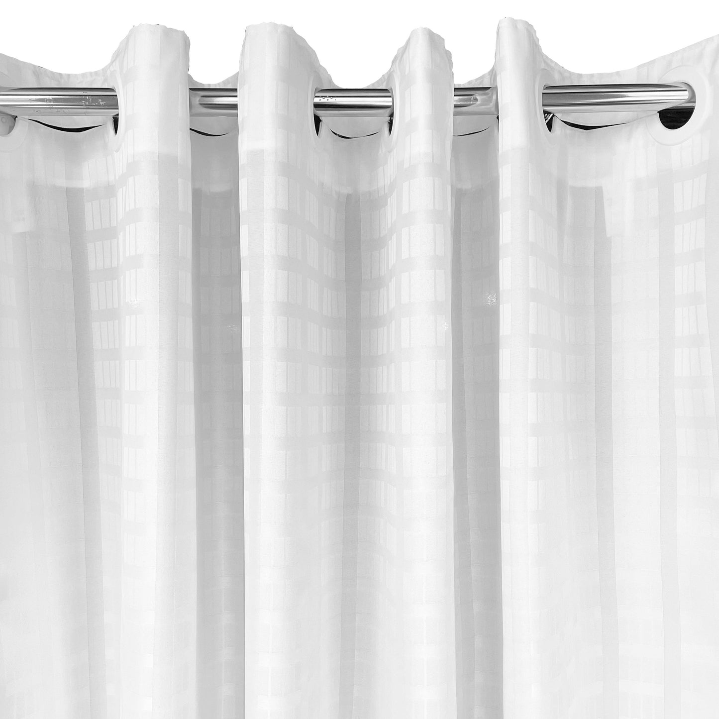 Litchfield White 71x74" Hookless Shower Curtain