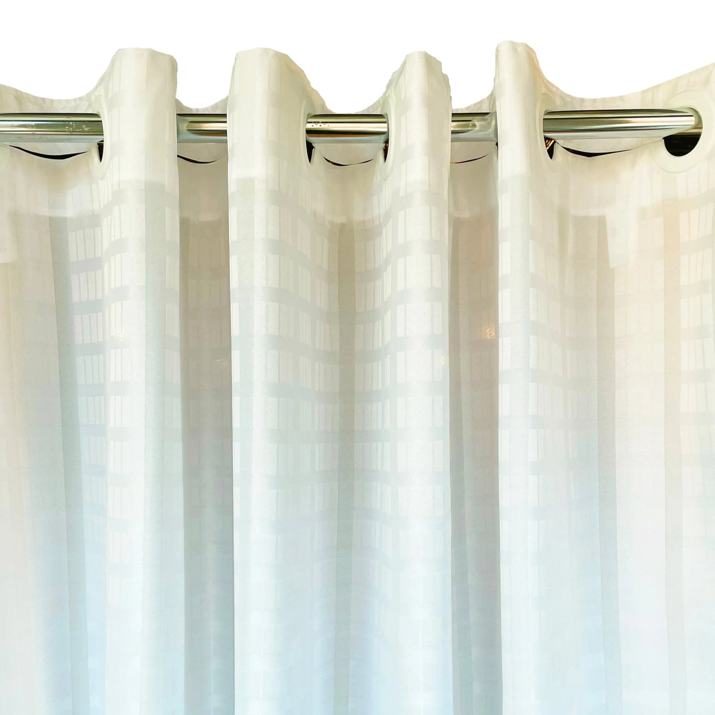 Litchfield Beige 42x74" Hookless Shower Curtain