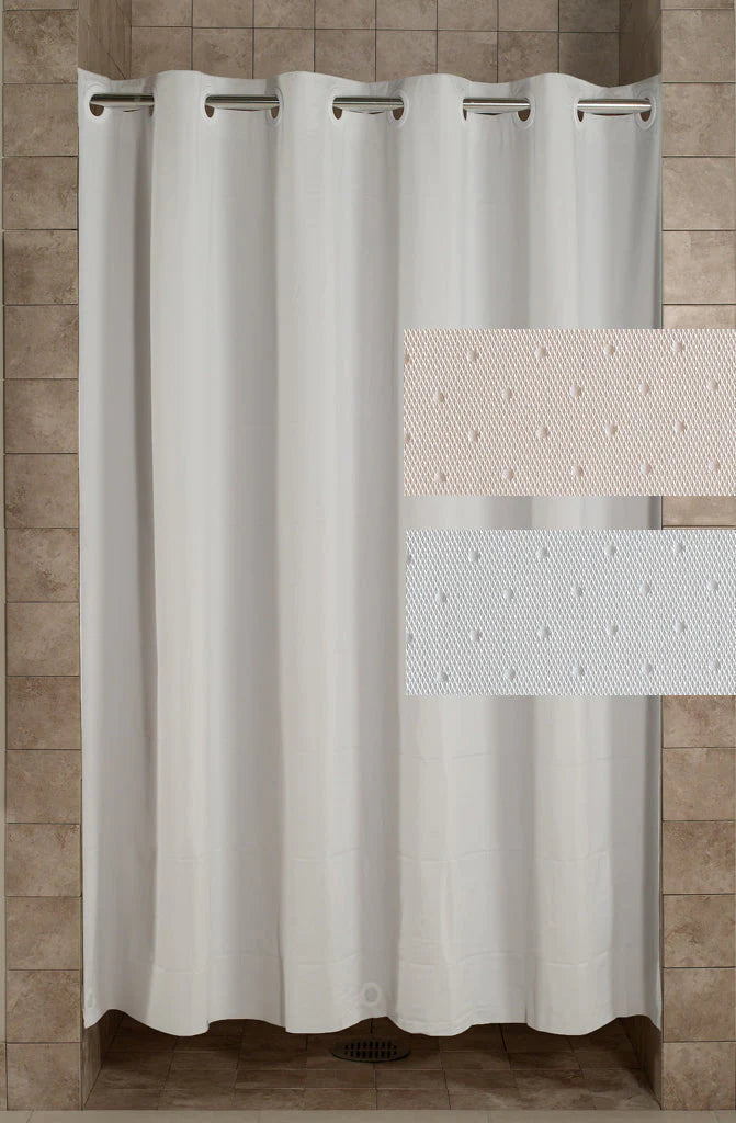 Pin Dot Beige 71x92" Shower Curtain with OTRT Rings